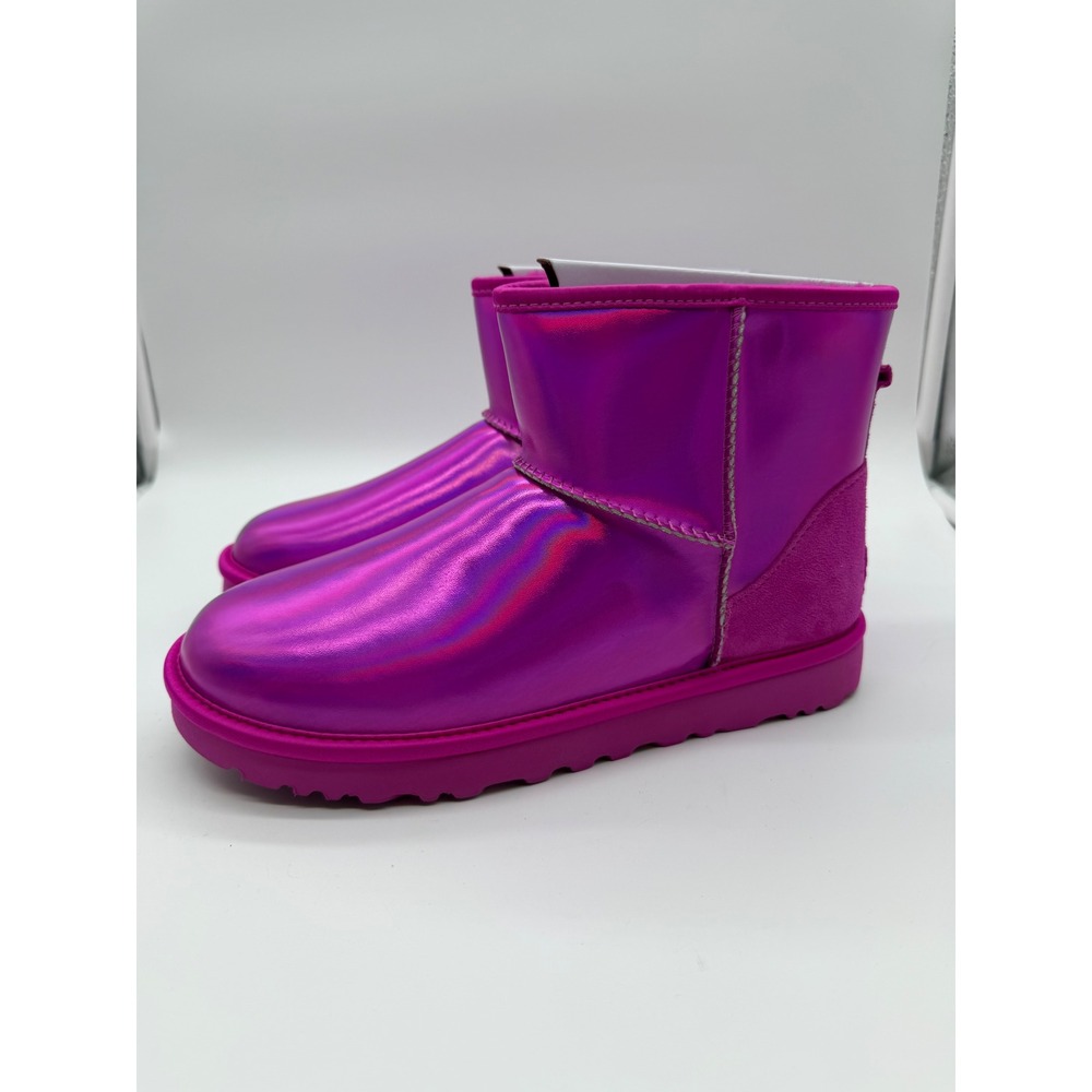UGG Classic Mini Metallic Fuchsia Pink Iridescent Ankle Boots Women 9